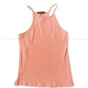Charlotte Russe Muted Pink Ribbed Halter Top